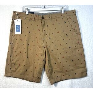 Jachs New York Bleeker‎ 9" Shorts Tan Palm Trees Men's Size 34 Golf Beach NEW